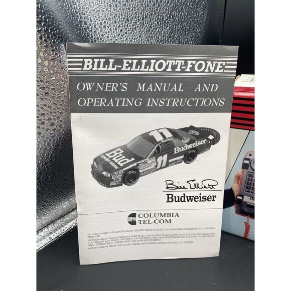 Vintage NASCAR Bill Elliott #11 Budweiser Corded Telephone Columbia Tel-Com - Picture 7 of 14